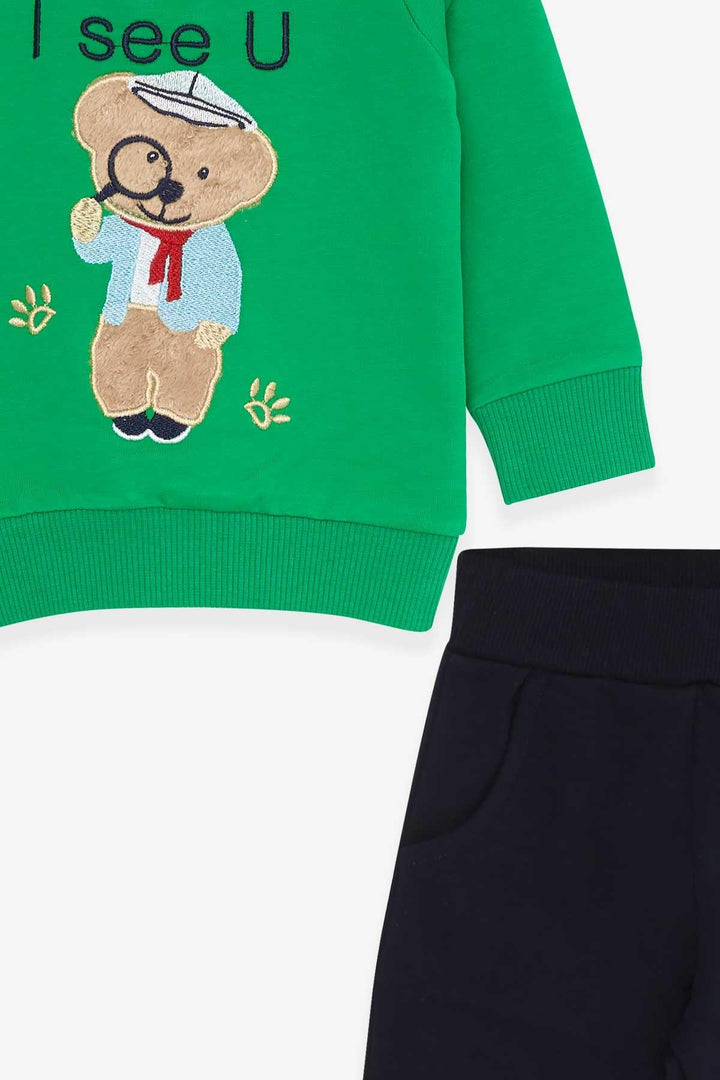 BRE Breeze Baby Boy Tracksuit Researcher Bear Embroidered 6 Months-2 Years, Green - Ashburn