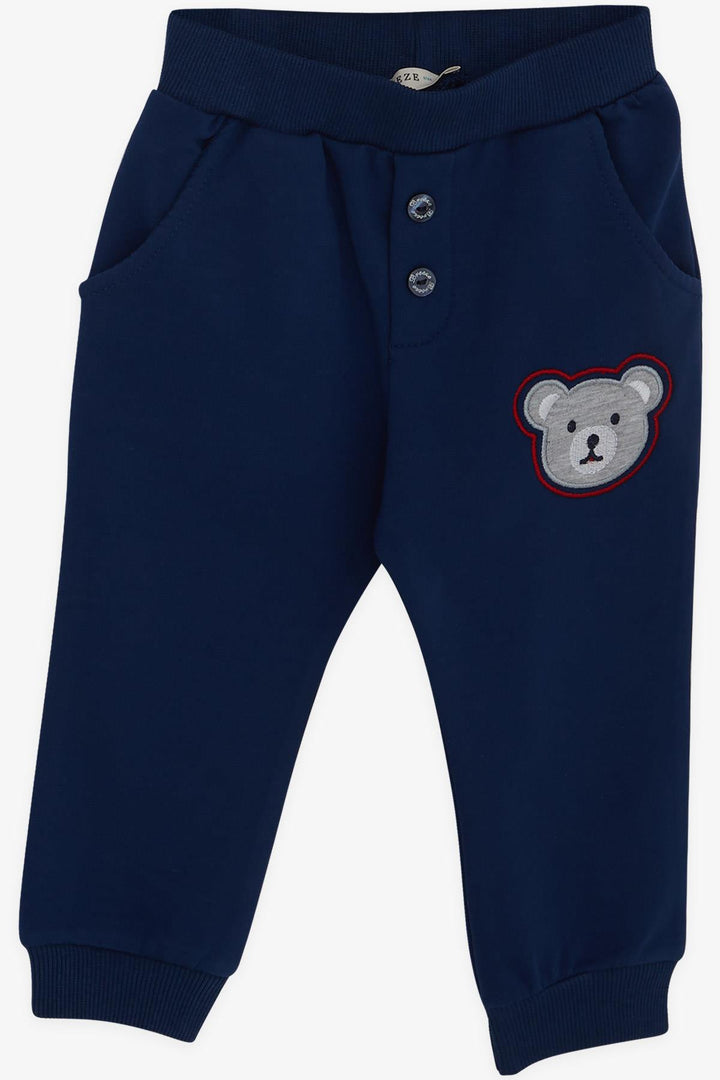 BRE Breeze Baby Boy Tracksuit with Bear Embroidery and Printed Text 9 Months-3 Years, Navy Blue - Lakewood