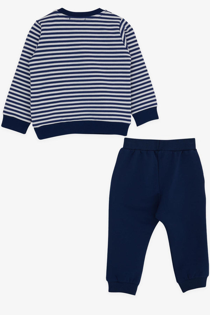 BRE Breeze Baby Boy Tracksuit with Bear Embroidery and Printed Text 9 Months-3 Years, Navy Blue - Lakewood