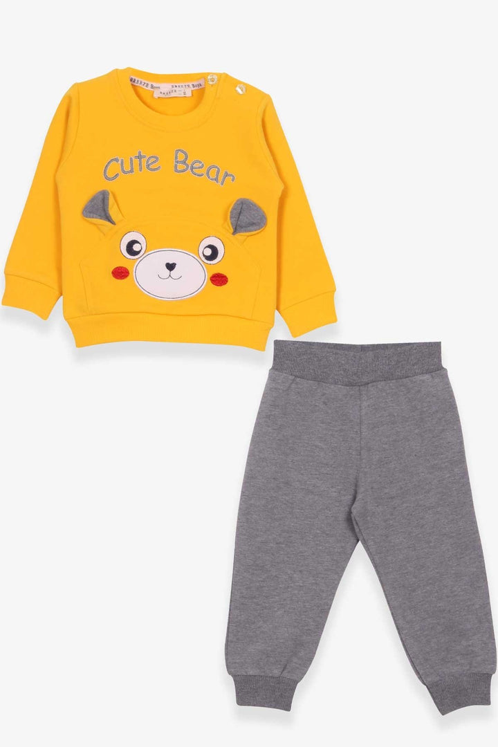 BRE Breeze Baby Boy Tracksuit with Bear Embroidery 9 Months-3 Years, Yellow - Piedras Negras