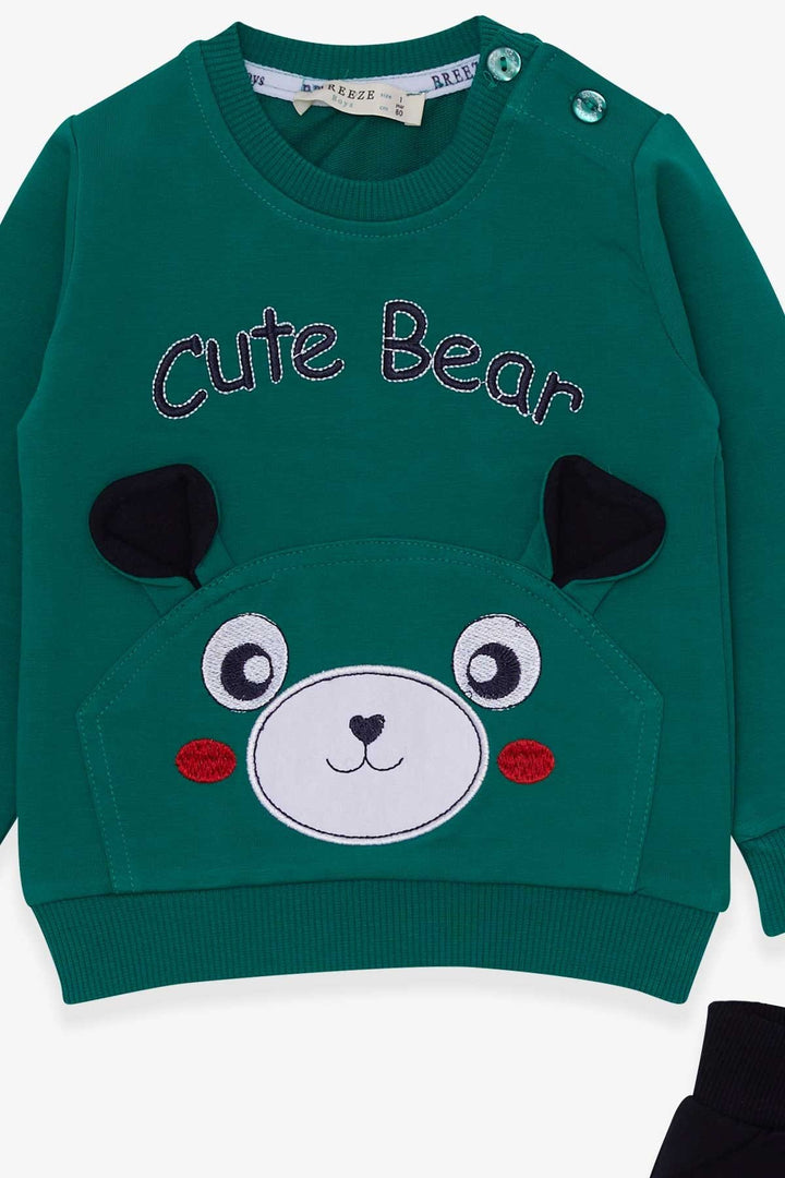 BRE Breeze Baby Boy Tracksuit Cute Bear Embroidered 9 Months-3 Years, Green - Luton