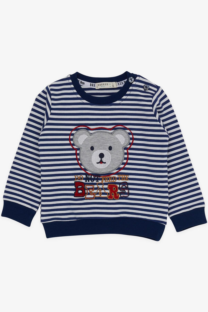 BRE Breeze Baby Boy Tracksuit with Bear Embroidery and Printed Text 9 Months-3 Years, Navy Blue - Lakewood