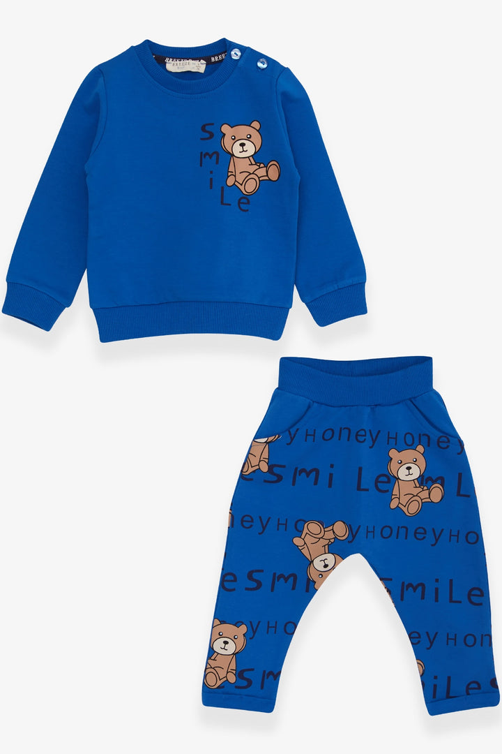 BRE Breeze Baby Boy Tracksuit with Bear Print 9 Months-3 Years, Sky Blue - Bunbury