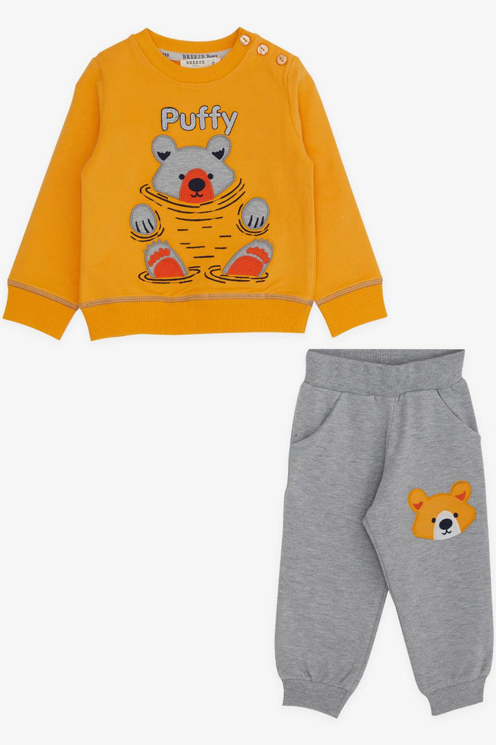 BRE Breeze Baby Boy Tracksuit with Bear Embroidery 9 Months-3 Years, Mustard Yellow - Filderstadt