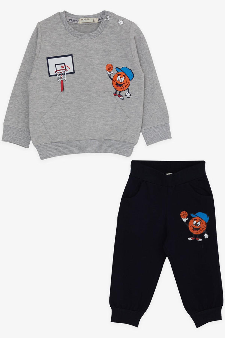 BRE Breeze Baby Boy Tracksuit Printed 9 Months-3 Years, Grey Melange - Issy-les-Moulineaux