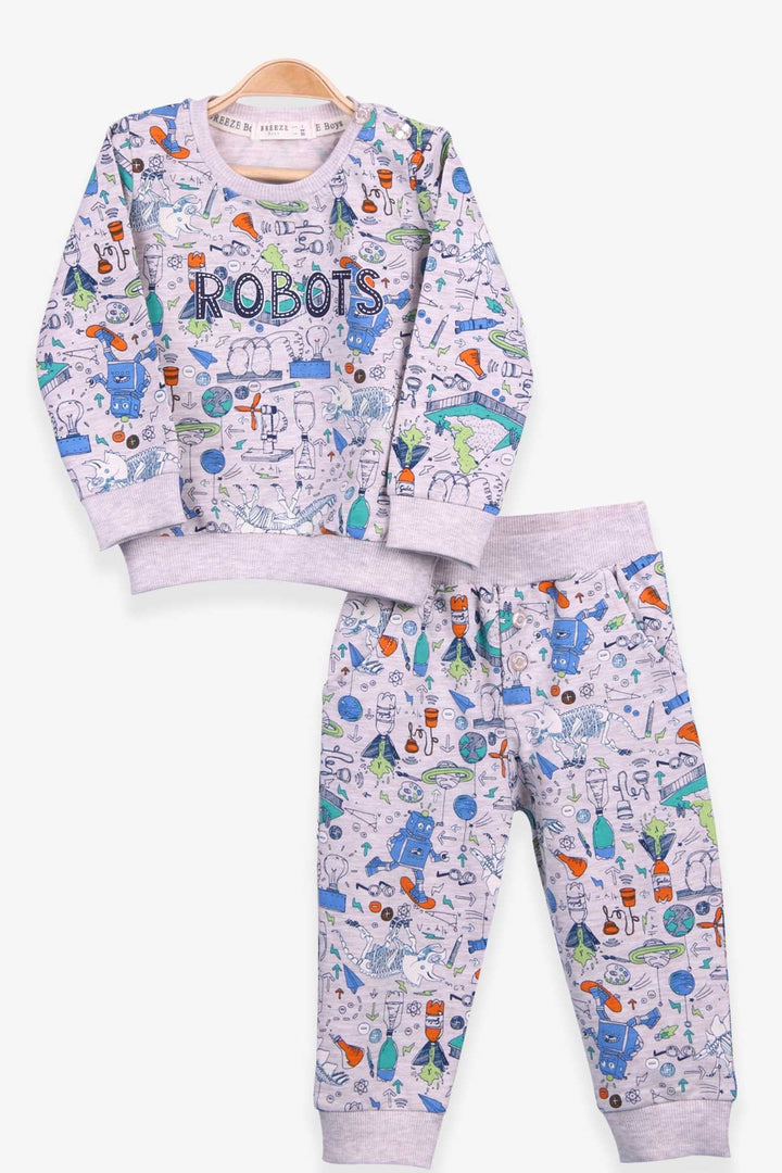 BRE Breeze Baby Boy Tracksuit Printed Pattern 6 Months-2 Years, Beige - Medgidia