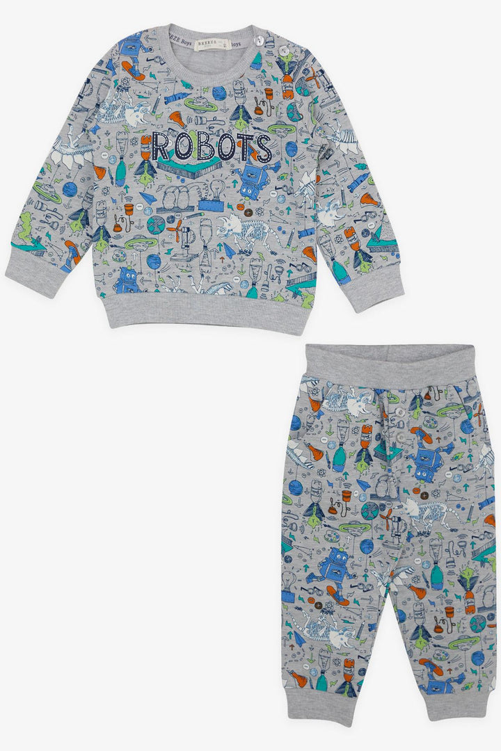 BRE Breeze Baby Boy Tracksuit Printed Patterned 6 Months-2 Years, Gray - North Ridgeville