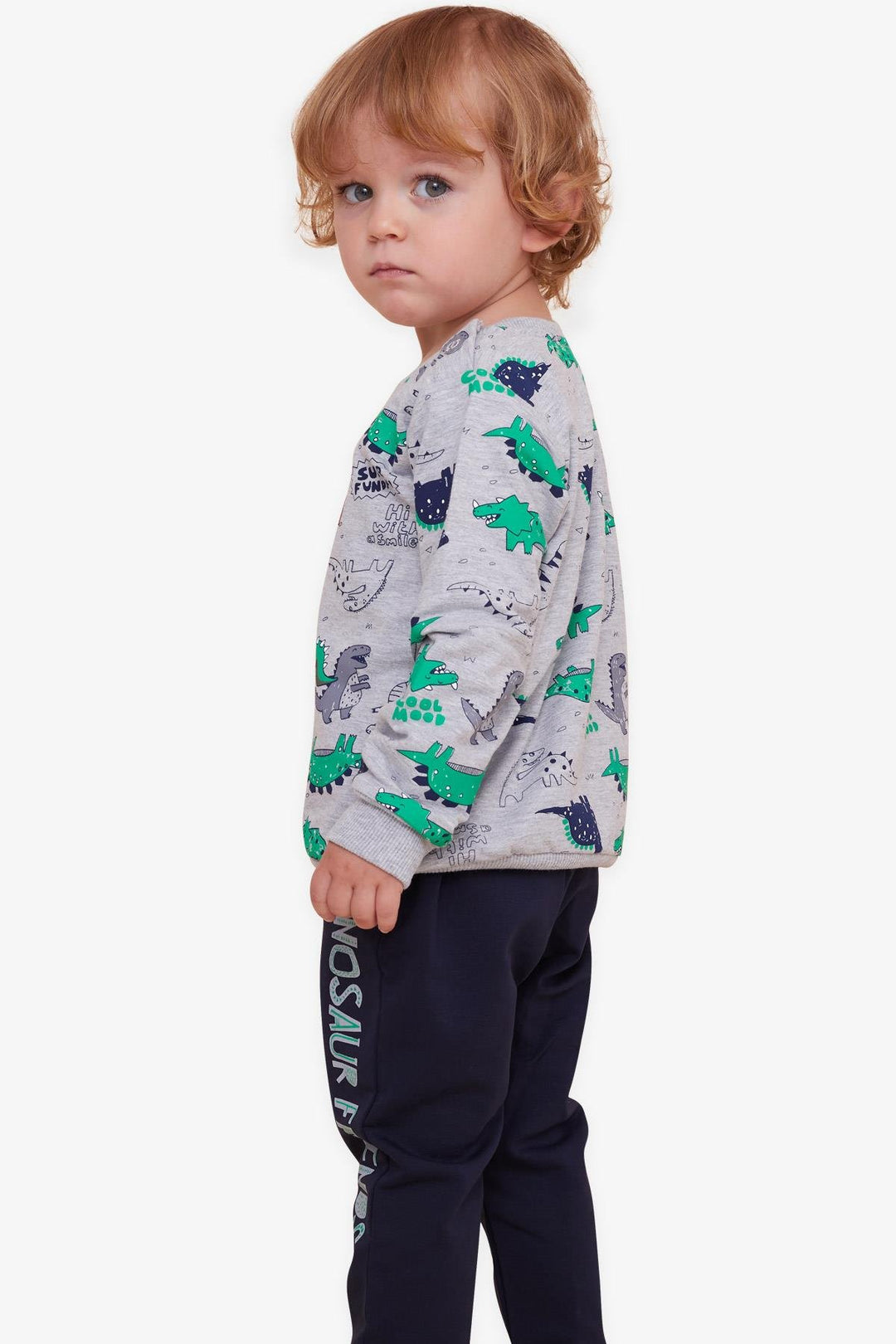 BRE Breeze Baby Boy Tracksuit Dinosaur Printed 9 Months-3 Years, Gray - Würselen