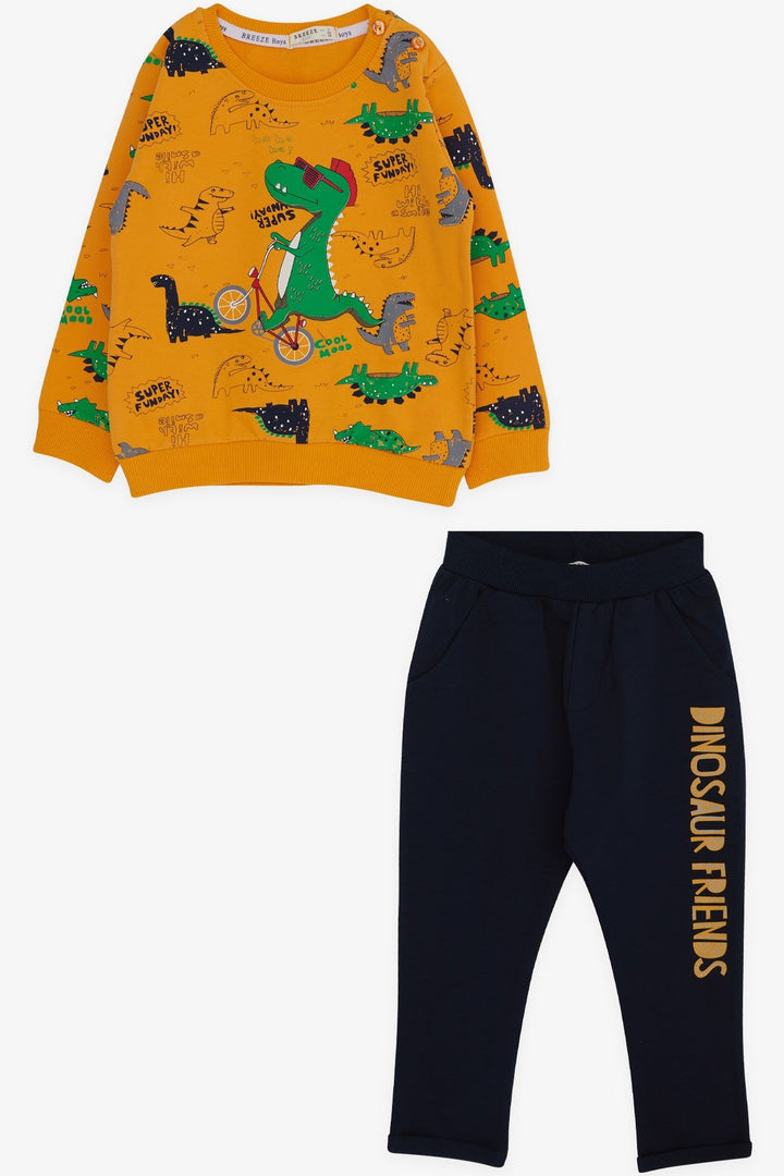 BRE Breeze Baby Boy Tracksuit Dinosaur Printed 9 Months-3 Years, Mustard Yellow - Boston