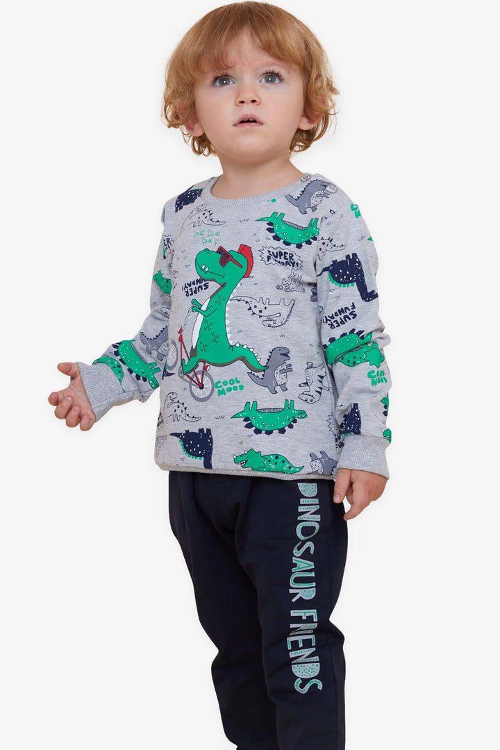 BRE Breeze Baby Boy Tracksuit Dinosaur Printed 9 Months-3 Years, Gray - Würselen