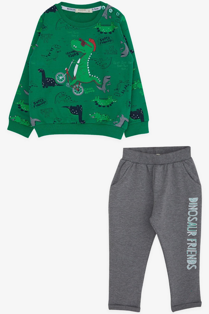 BRE Breeze Baby Boy Tracksuit Dinosaur Printed 9 Months-3 Years, Green - Stratford