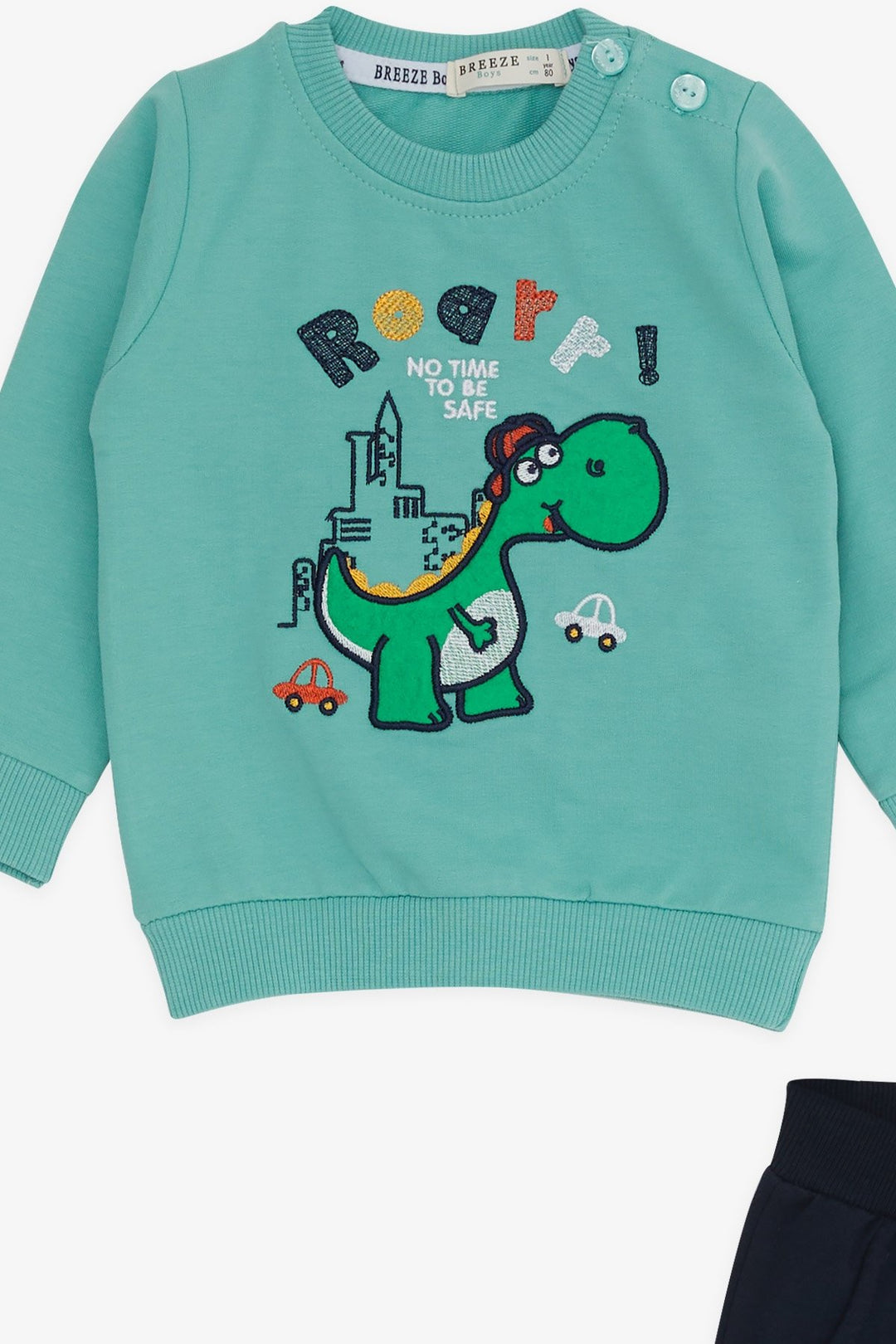 BRE Breeze Baby Boy Tracksuit with Dinosaur Embroidery 6 Months-2 Years, Mint Green - Doetinchem