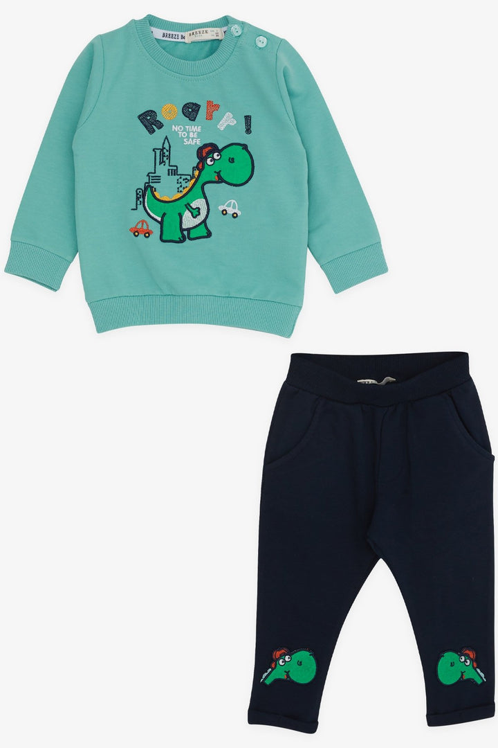 BRE Breeze Baby Boy Tracksuit with Dinosaur Embroidery 6 Months-2 Years, Mint Green - Doetinchem