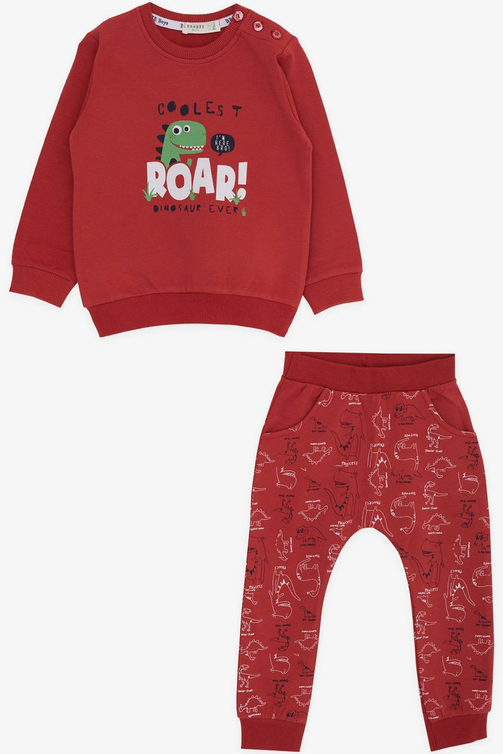 BRE Breeze Baby Boy Tracksuit Dinosaur Printed 9 Months-3 Years, Terracotta - Aveiro