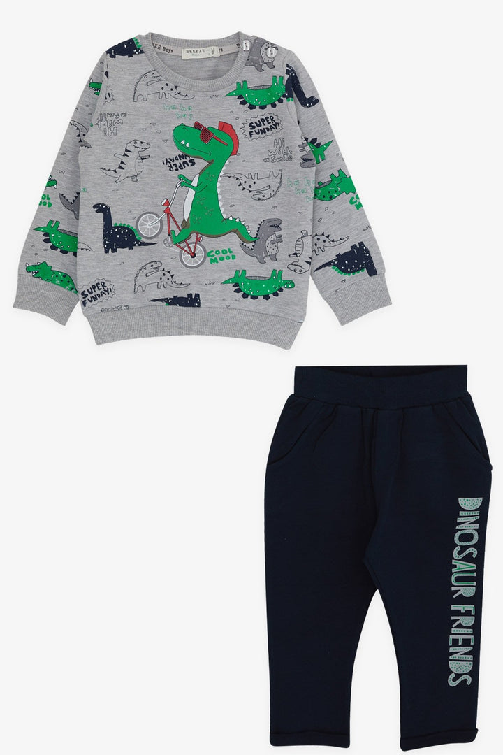 BRE Breeze Baby Boy Tracksuit Dinosaur Printed 9 Months-3 Years, Gray - Würselen