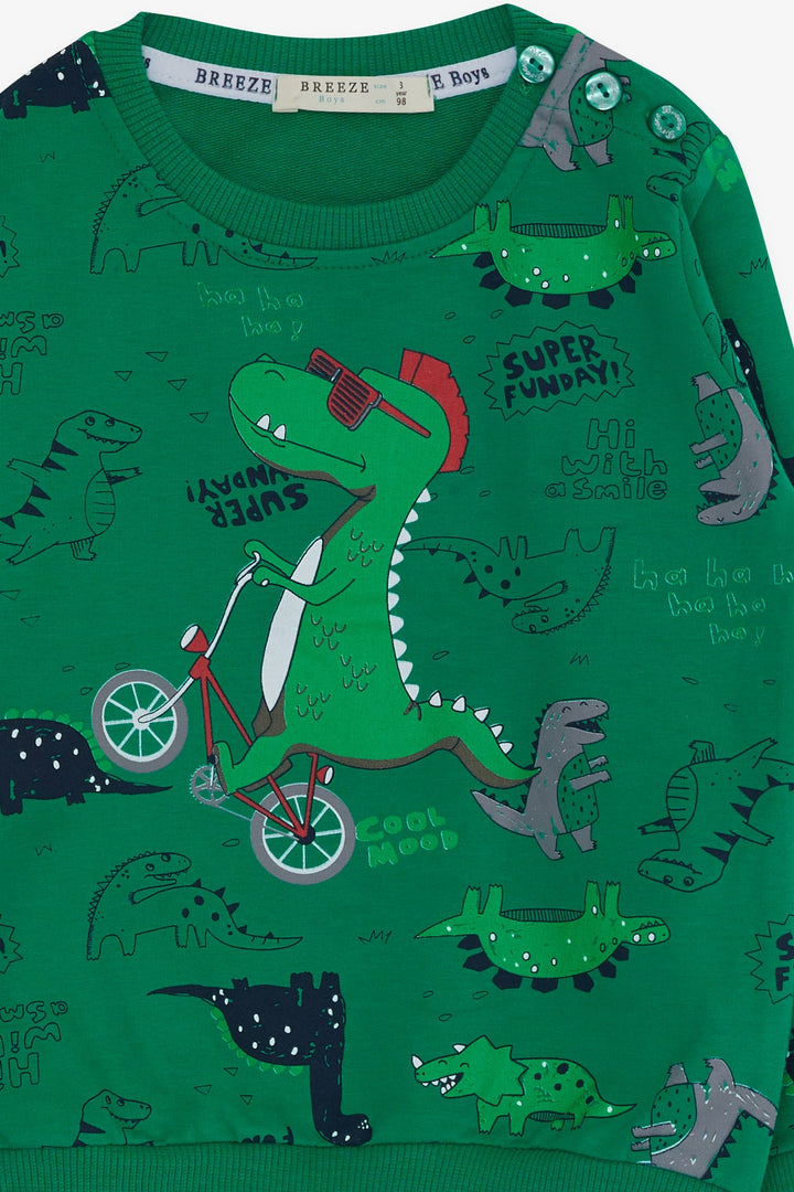 BRE Breeze Baby Boy Tracksuit Dinosaur Printed 9 Months-3 Years, Green - Stratford