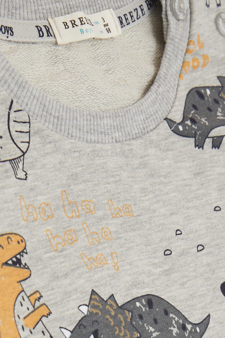 BRE Breeze Girls & Boys Baby Boy Tracksuit Cheerful Animal Patterned 9 Months-3 Years, Grey Melange - Empoli