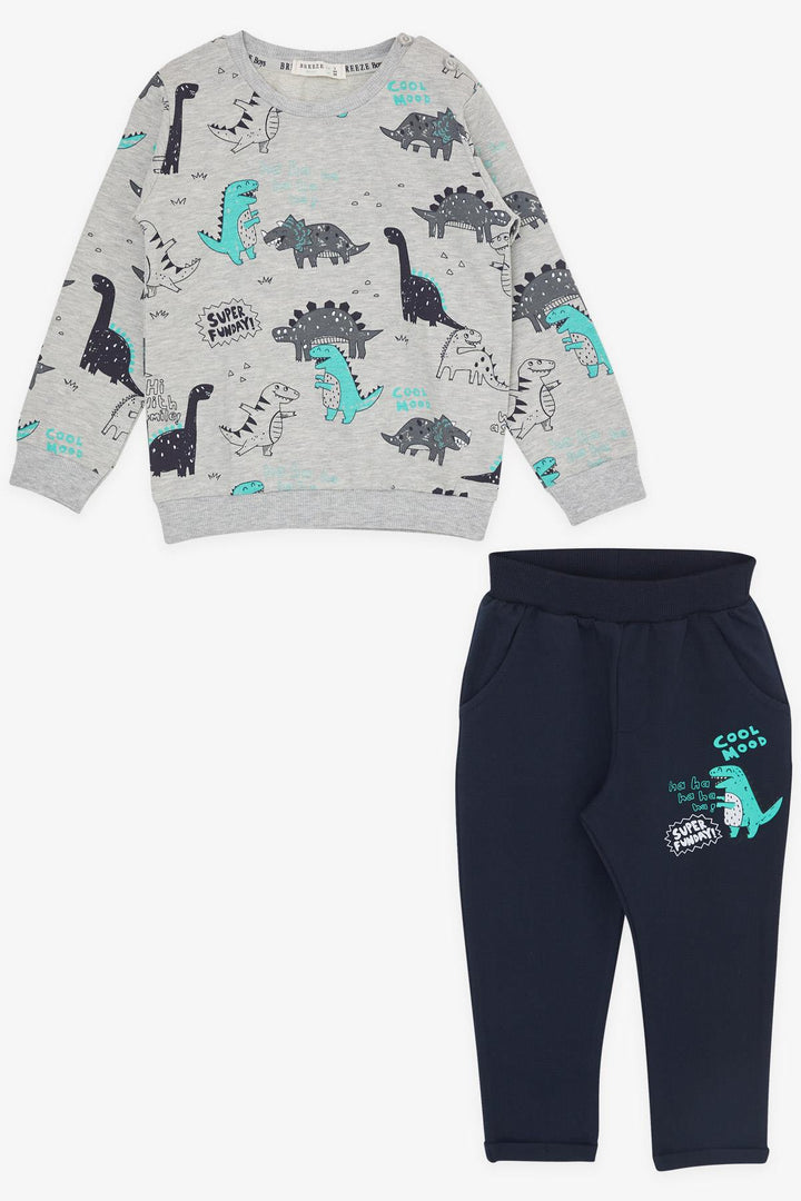 BRE Breeze Baby Boy Tracksuit Cheerful Animals Patterned 9 Months-3 Years, Grey Melange - Daugavpils