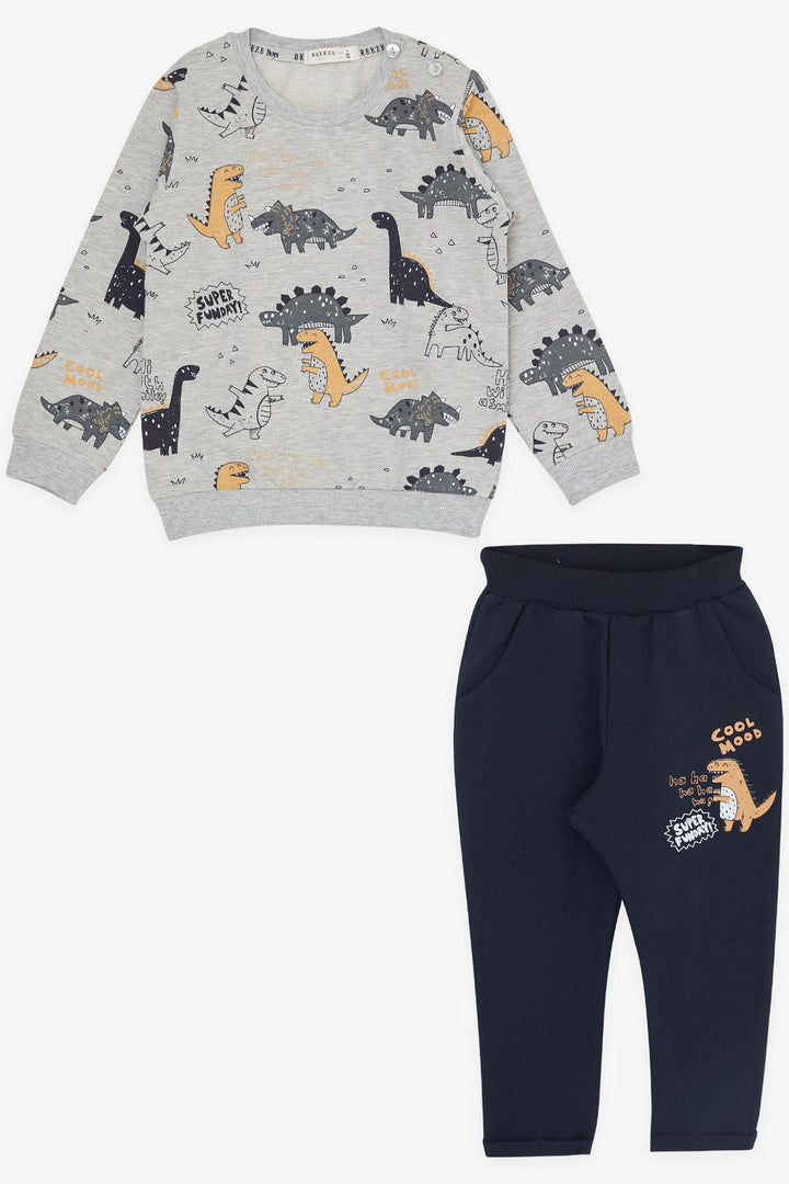 BRE Breeze Girls & Boys Baby Boy Tracksuit Cheerful Animal Patterned 9 Months-3 Years, Grey Melange - Empoli