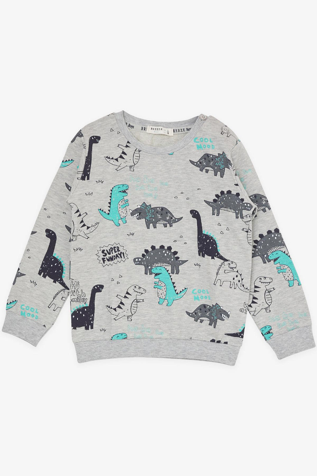 BRE Breeze Baby Boy Tracksuit Cheerful Animals Patterned 9 Months-3 Years, Grey Melange - Daugavpils