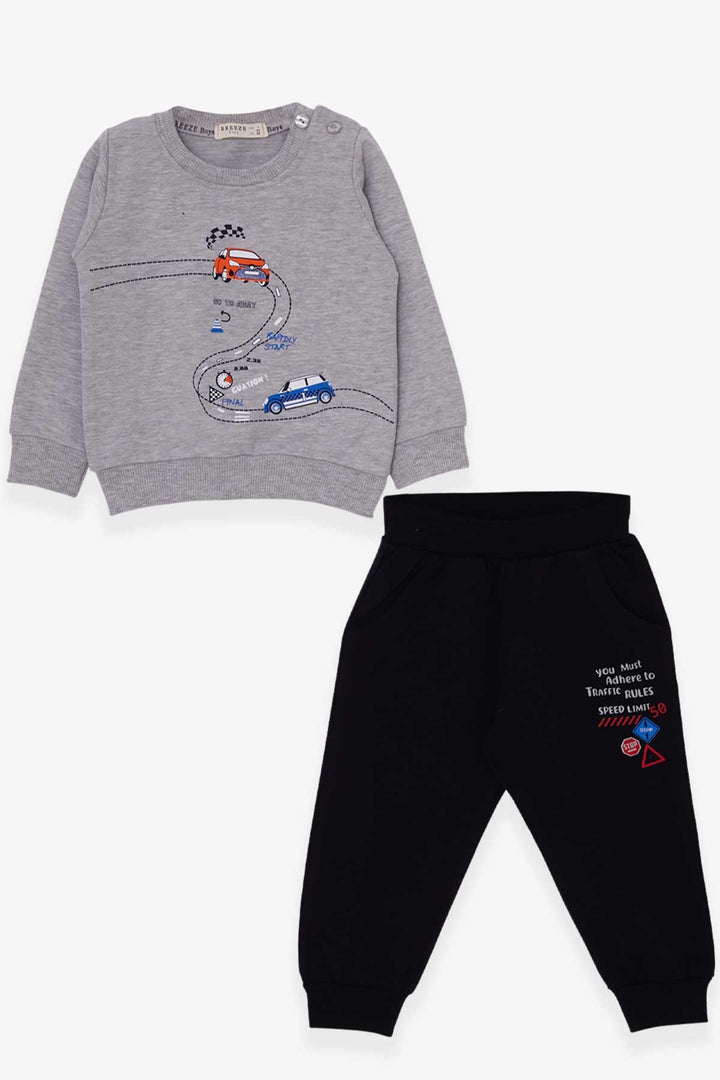 BRE Breeze Baby Boy Tracksuit Racing Theme 9 Months-3 Years, Grey Melange - Quimper