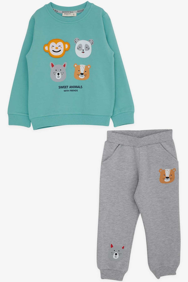 BRE Breeze Baby Boy Tracksuit Set Face Moving 9 Months-3 Years, Aqua Green - Tepic