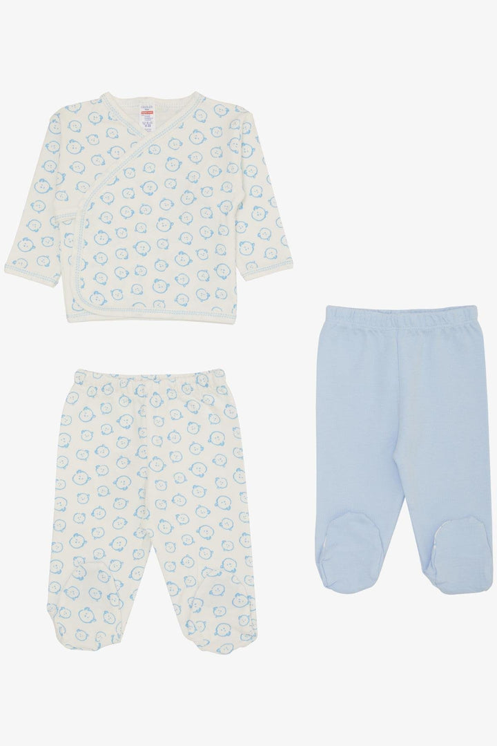 BRE Breeze Baby Boy Hospital Outfit 3-Piece Cute Baby Bear Patterned 0-4 Months, White - Bremerton