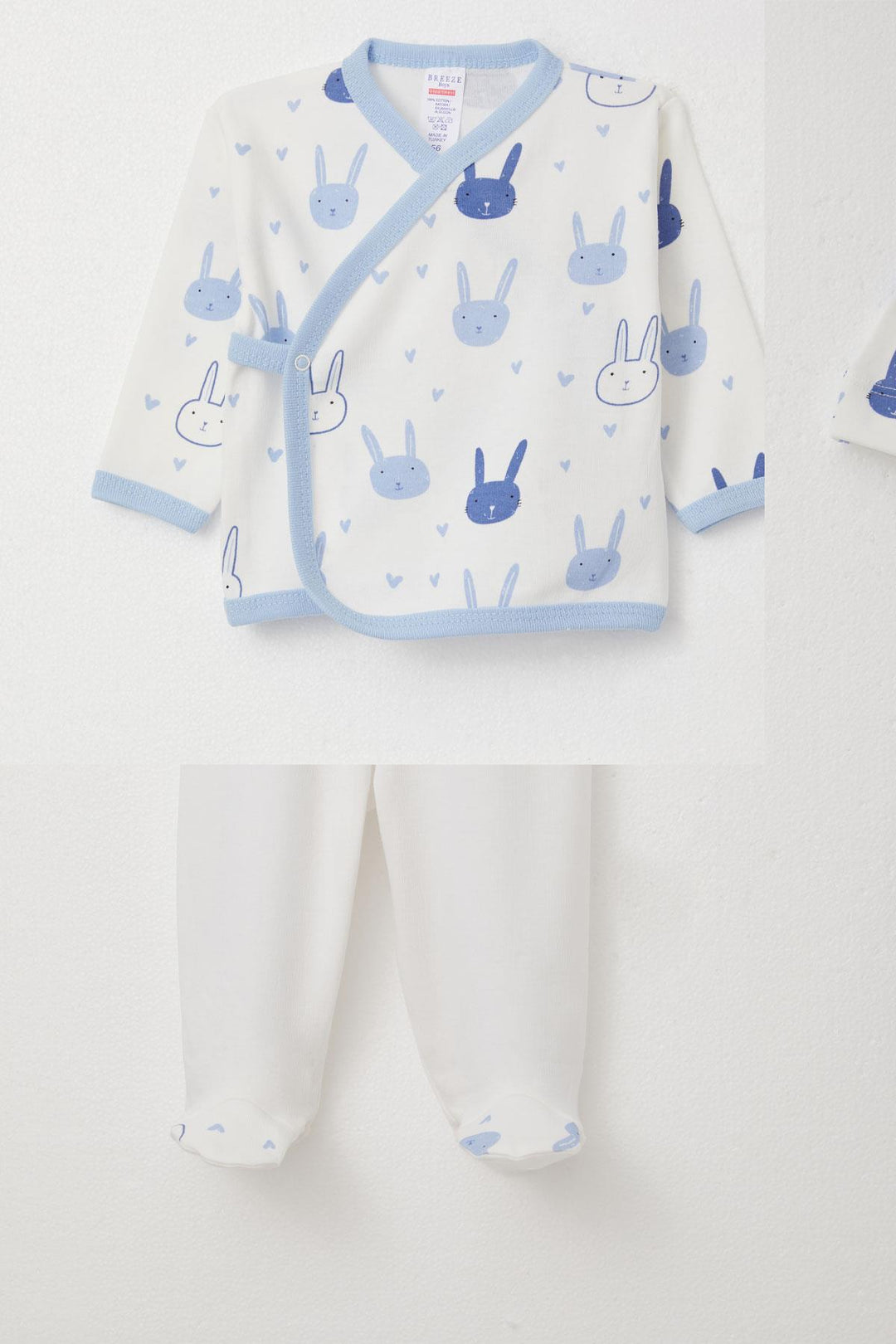 BRE Breeze Baby Boy Hospital Outfit 5-Piece Set with Bunny Pattern, 0-3 Months, White - Lodi