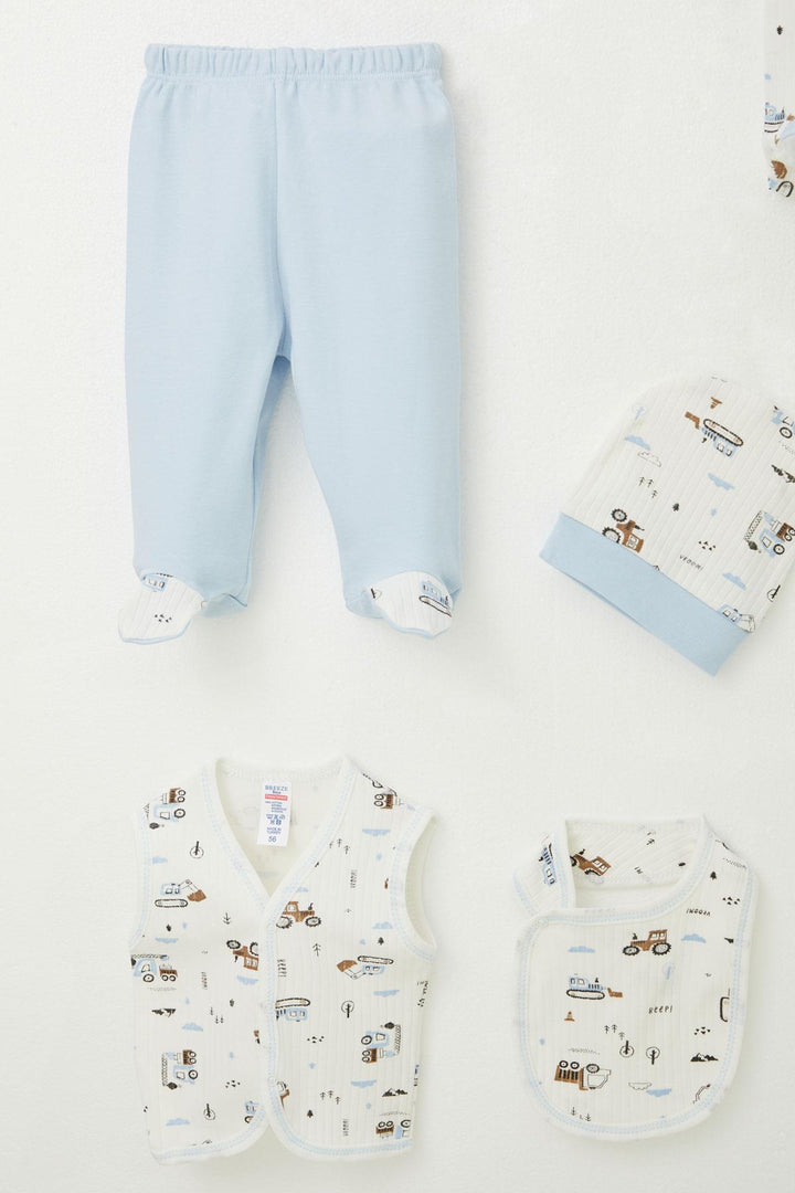 BRE Breeze Baby Boy Hospital Outfit 8 Piece Construction Patterned 0-3 Months, White - Casa Grande