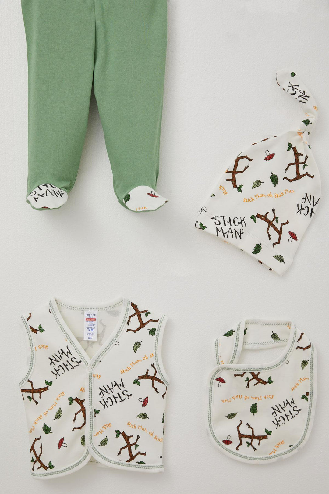 BRE Breeze Baby Boy Hospital Outfit 8 Piece Tree Man Patterned 0-3 Months, White - Fresno