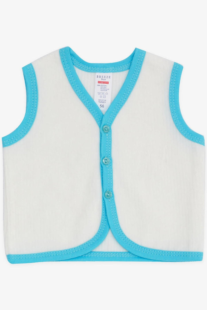 BRE Breeze Baby Boy Velvet Vest Buttoned 0-3 Months-9 Months, White - Port Coquitlam