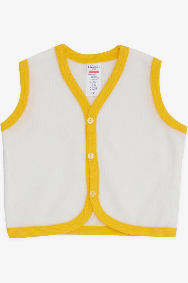 BRE Breeze Baby Boy Velvet Vest Buttoned 0-3 Months-9 Months, Ecru - Vilvoorde