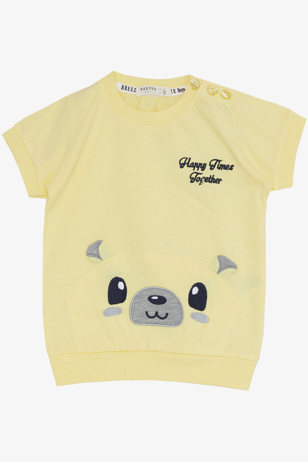 BRE Breeze Baby Boy Capri Set Cute Bear Embroidered 9 Months-3 Years, Yellow - Woodbridge