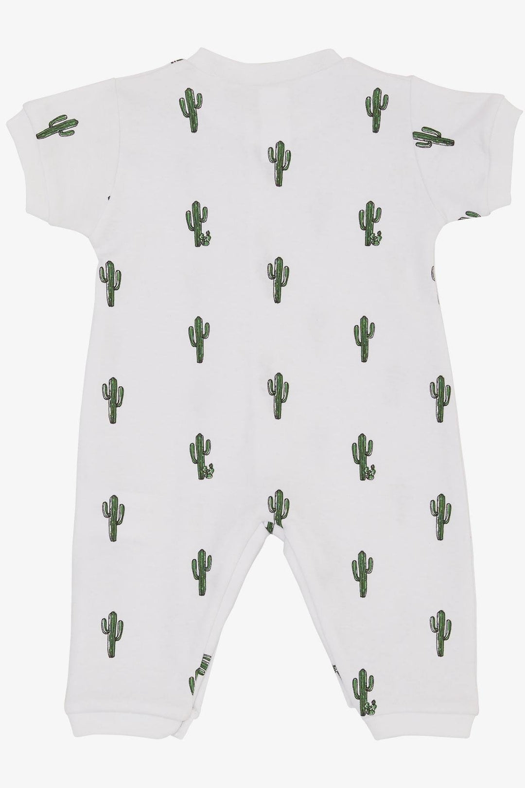 BRE Breeze Baby Boy Short Sleeve Romper Cactus Patterned 0-6 Months, White - Oak Lawn