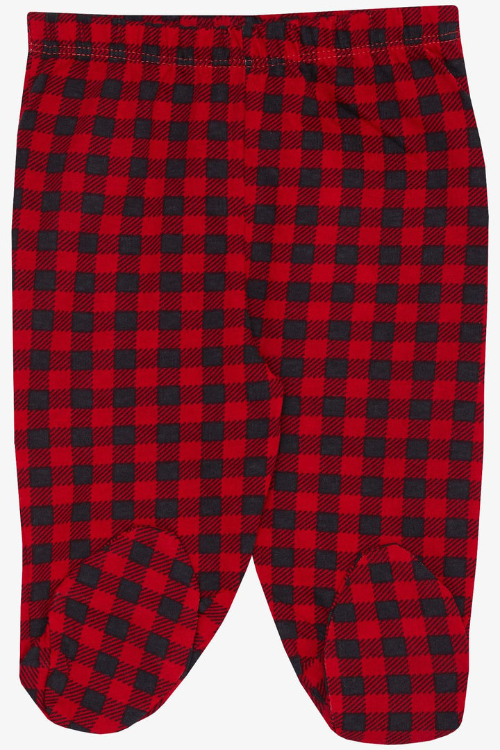 BRE Breeze Baby Boy Footed Bottom Plaid Patterned 6 Months, Red - Perth