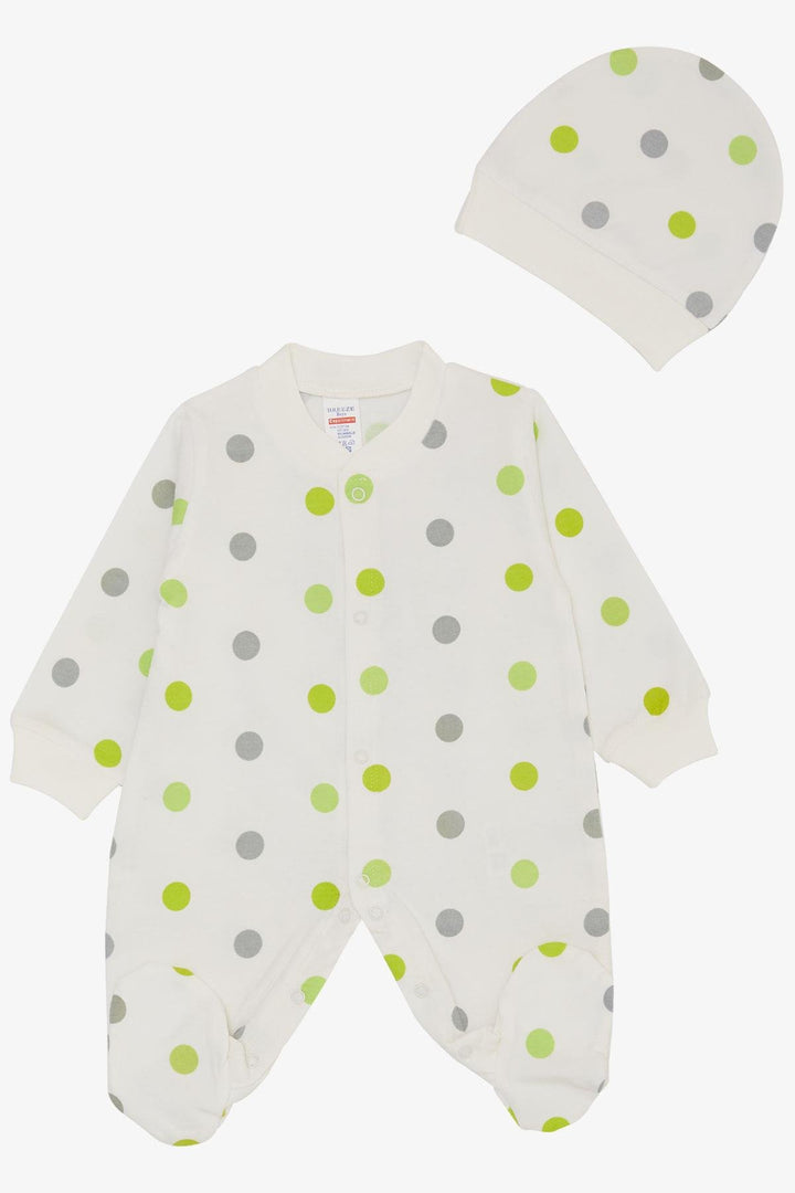 BRE Breeze Baby Boy Footed Romper with Large Colorful Polka Dots 0-6 Months, Ecru - East Los Angeles