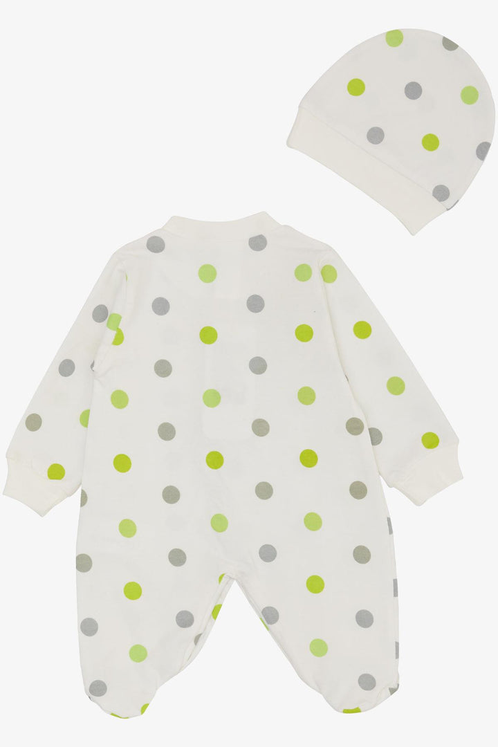 BRE Breeze Baby Boy Footed Romper with Large Colorful Polka Dots 0-6 Months, Ecru - East Los Angeles