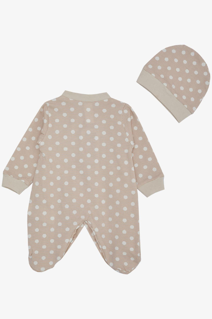 BRE Breeze Baby Boy Footed Romper Striped Polka Dot Patterned 0-6 Months, Beige - Farmington Hills