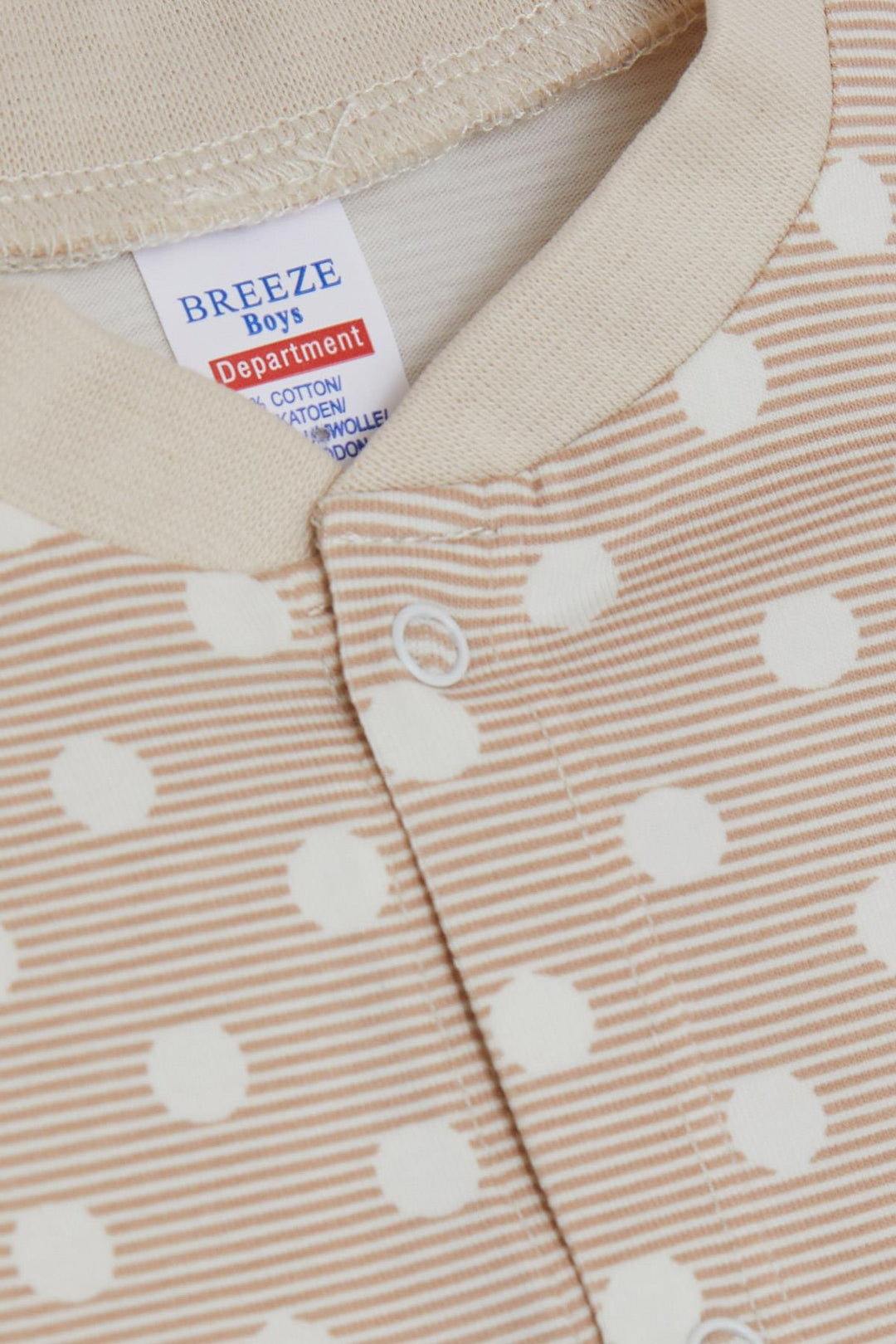 BRE Breeze Baby Boy Footed Romper Striped Polka Dot Patterned 0-6 Months, Beige - Farmington Hills