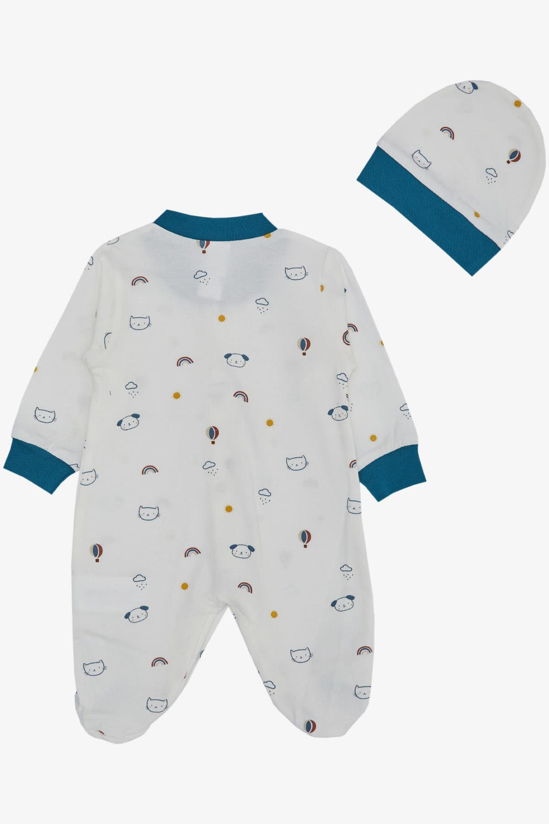 BRE Breeze Baby Boy Footed Romper Sky Themed Animal Patterned 0-6 Months, Ecru - Coburg