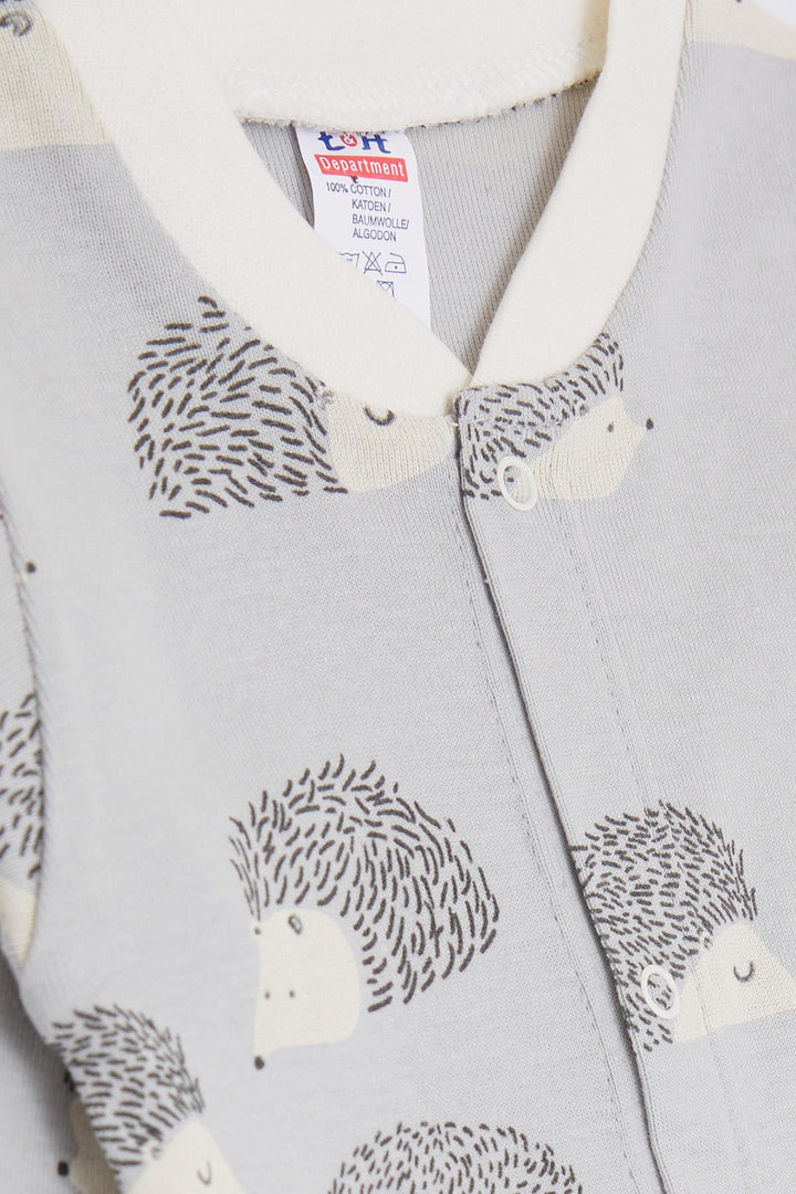 BRE Breeze Baby Boy Footed Romper Hedgehog Patterned 0-3 Months-6 Months, Gray - Dewsbury