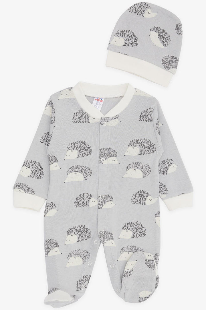 BRE Breeze Baby Boy Footed Romper Hedgehog Patterned 0-3 Months-6 Months, Gray - Dewsbury