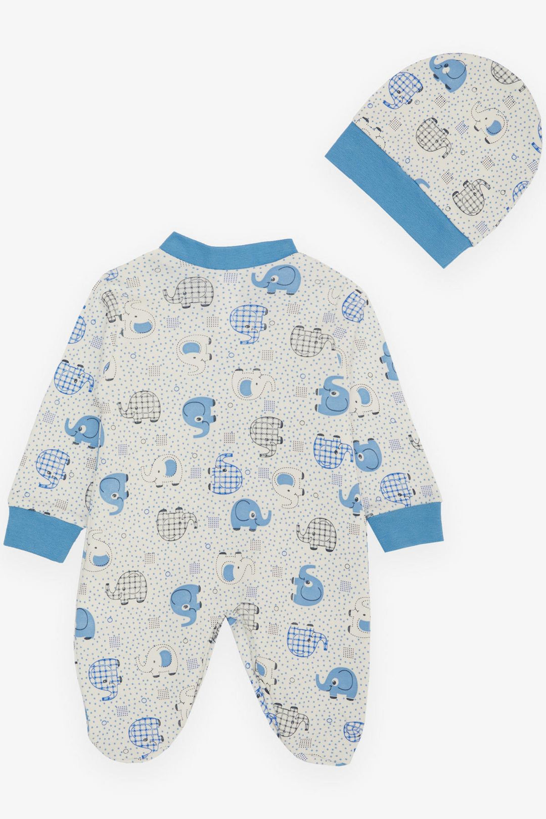 BRE Breeze Baby Boy Romper with Socks Polka Dot Cute Elephant Patterned 0-6 Months, White - Glasgow