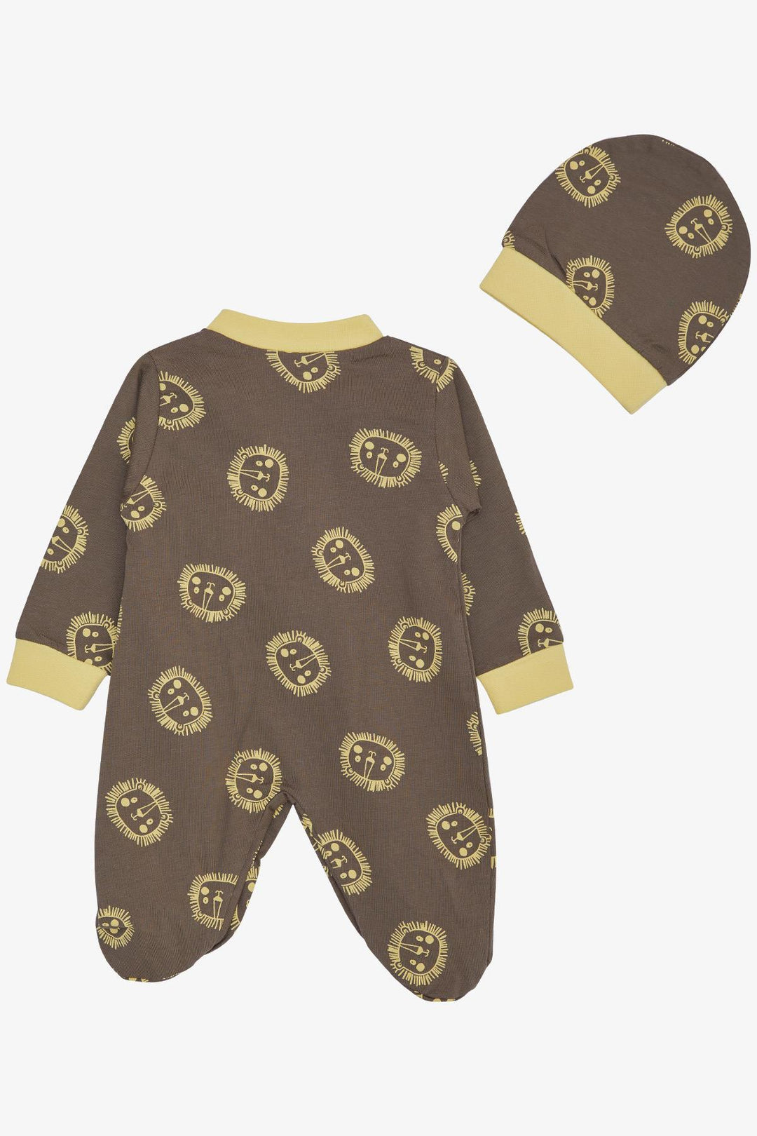 BRE Breeze Baby Boy Footed Romper Cute Lion Patterned 0-6 Months, Mink - Zongolica