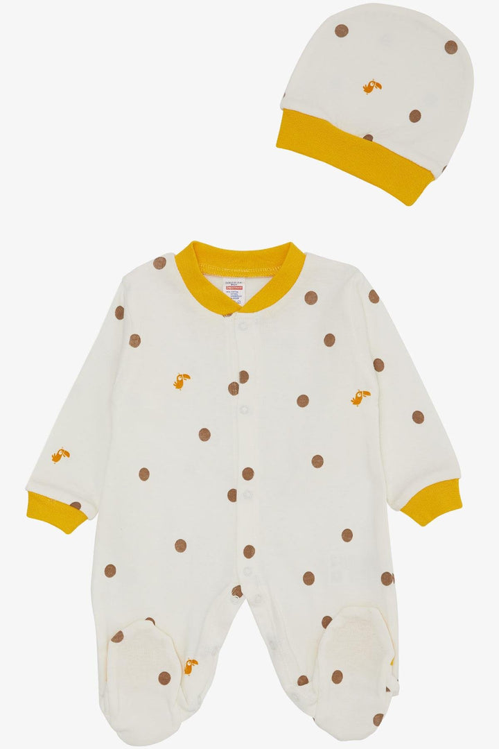 BRE Breeze Baby Boy Footed Romper Cute Toucan Bird Patterned Polka Dot 0-6 Months, Ecru - Saint-Malo