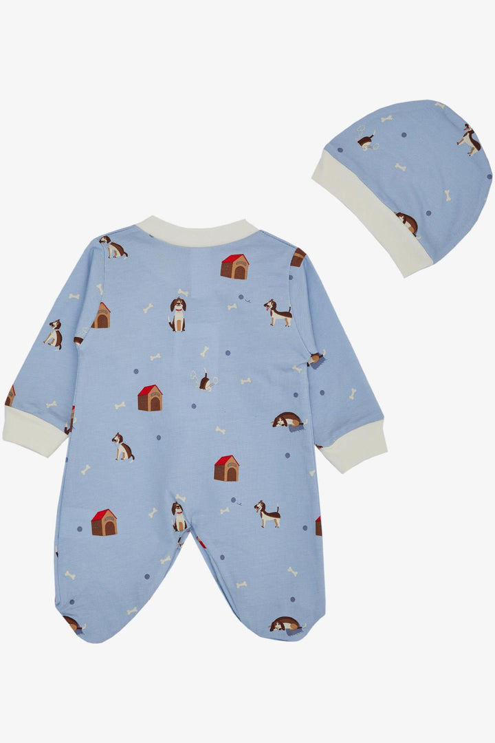 BRE Breeze Baby Boy Footed Romper Cute Puppy Patterned 0-6 Months, Light Blue - Pola de Siero