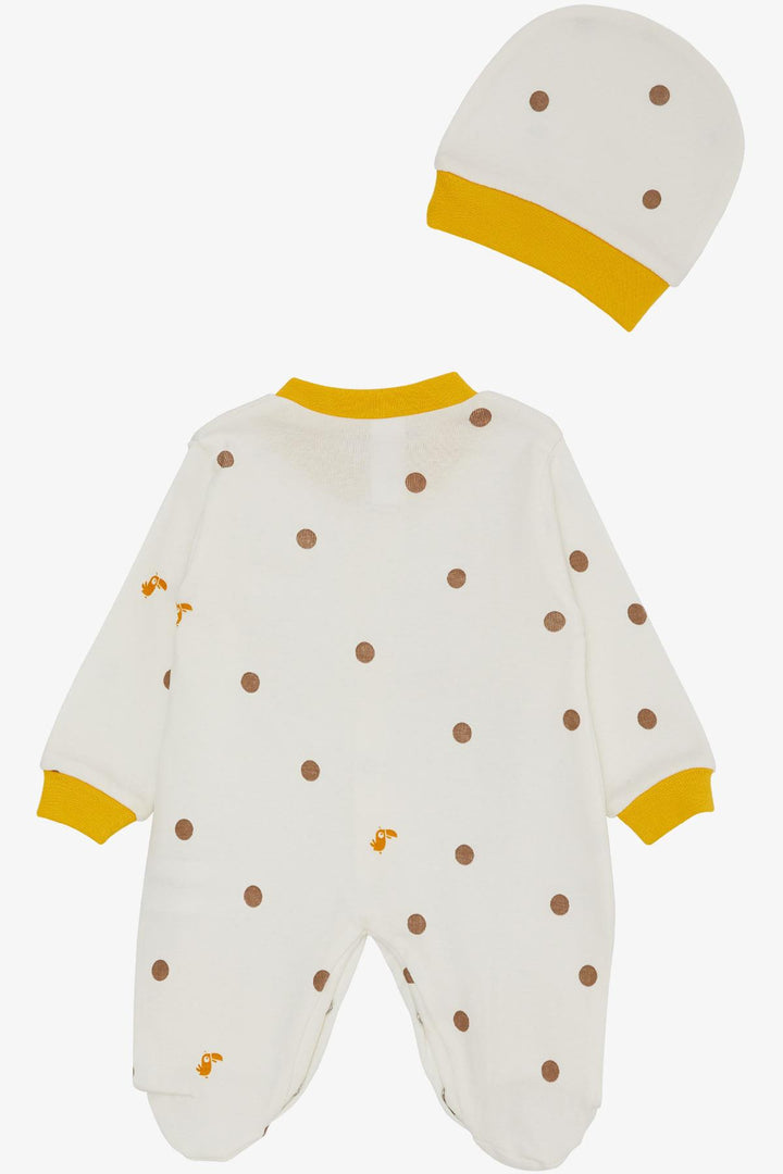 BRE Breeze Baby Boy Footed Romper Cute Toucan Bird Patterned Polka Dot 0-6 Months, Ecru - Saint-Malo