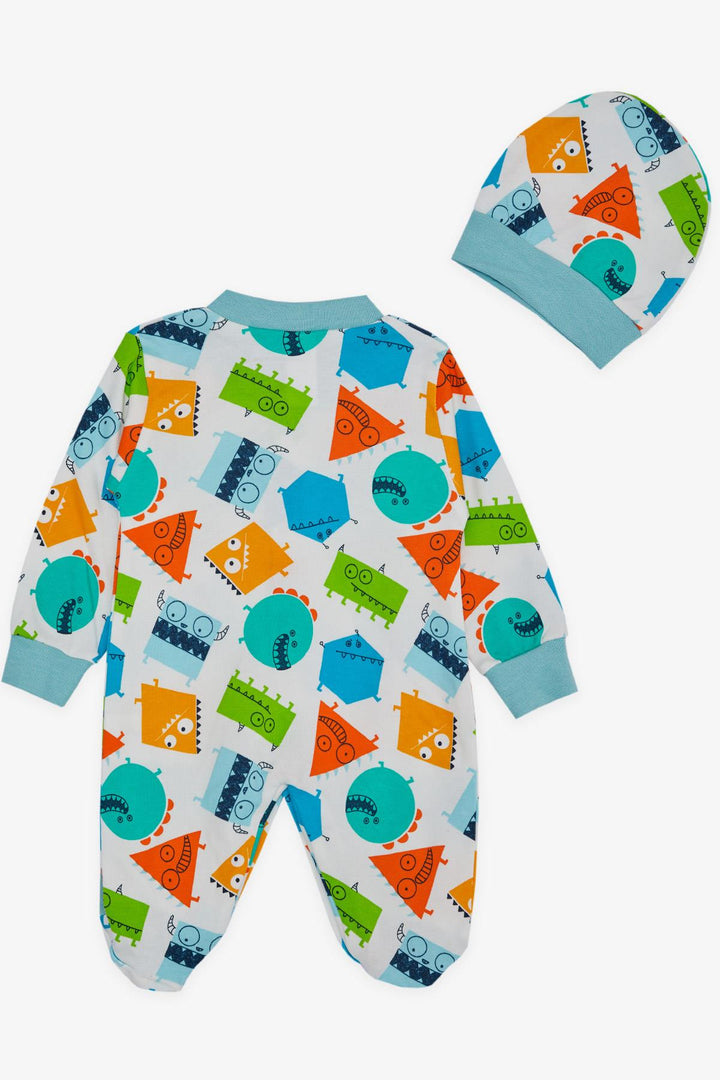 BRE Breeze Baby Boy Footed Romper Cute Geometric Shapes Patterned 0-6 Months, White - Alpharetta