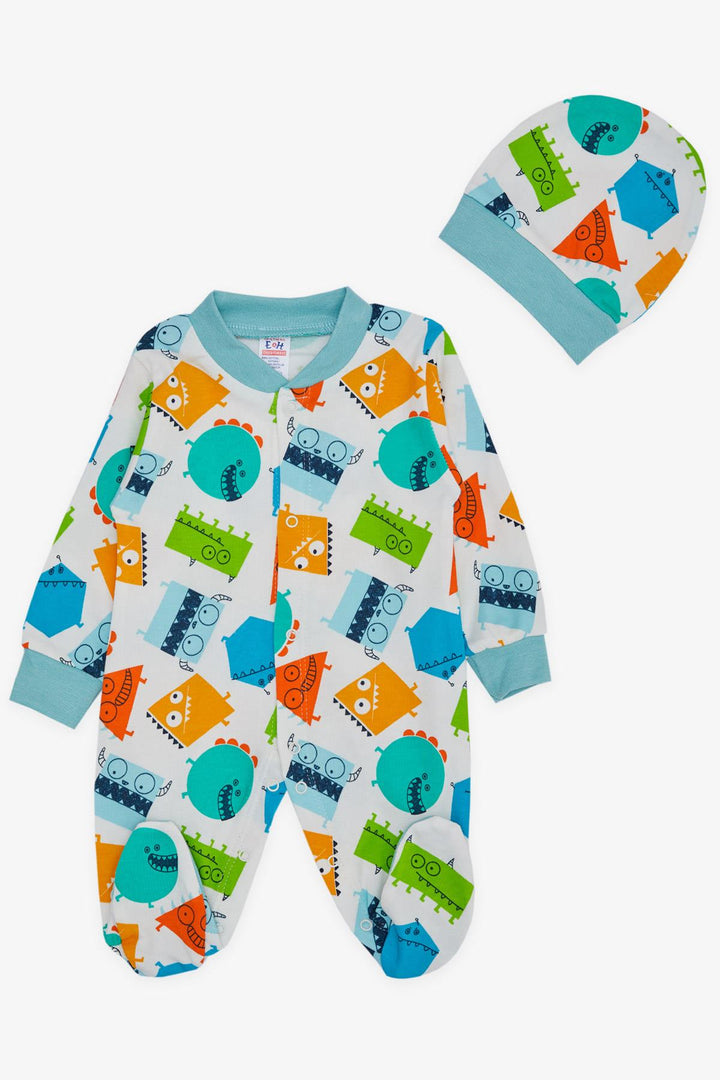 BRE Breeze Baby Boy Footed Romper Cute Geometric Shapes Patterned 0-6 Months, White - Alpharetta