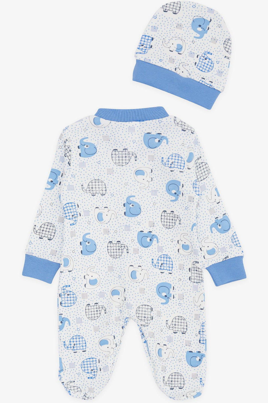 BRE Breeze Baby Boy Footed Romper Cute Baby Elephant Patterned 0-3 Months-6 Months, White - Downers Grove